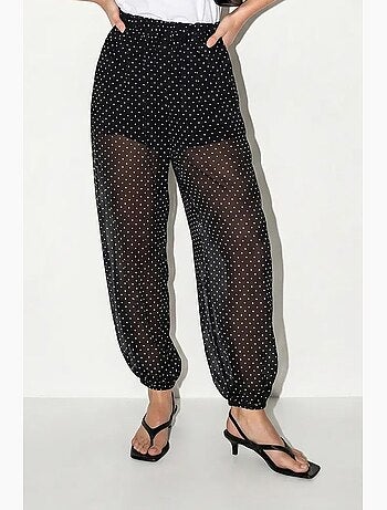 Pantalón jogger de gasa con lunares lucci