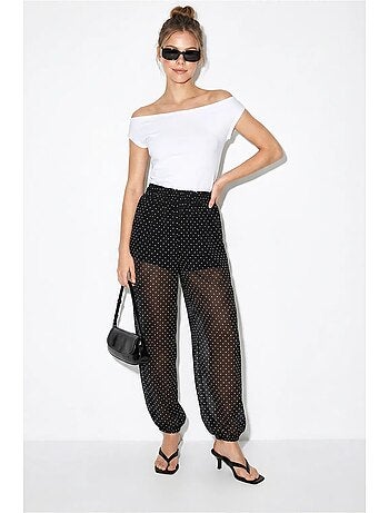 Pantalón jogger de gasa con lunares lucci