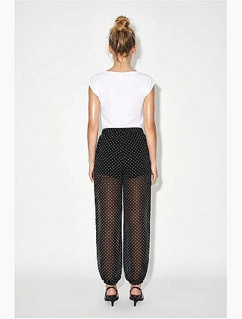 Pantalón jogger de gasa con lunares lucci