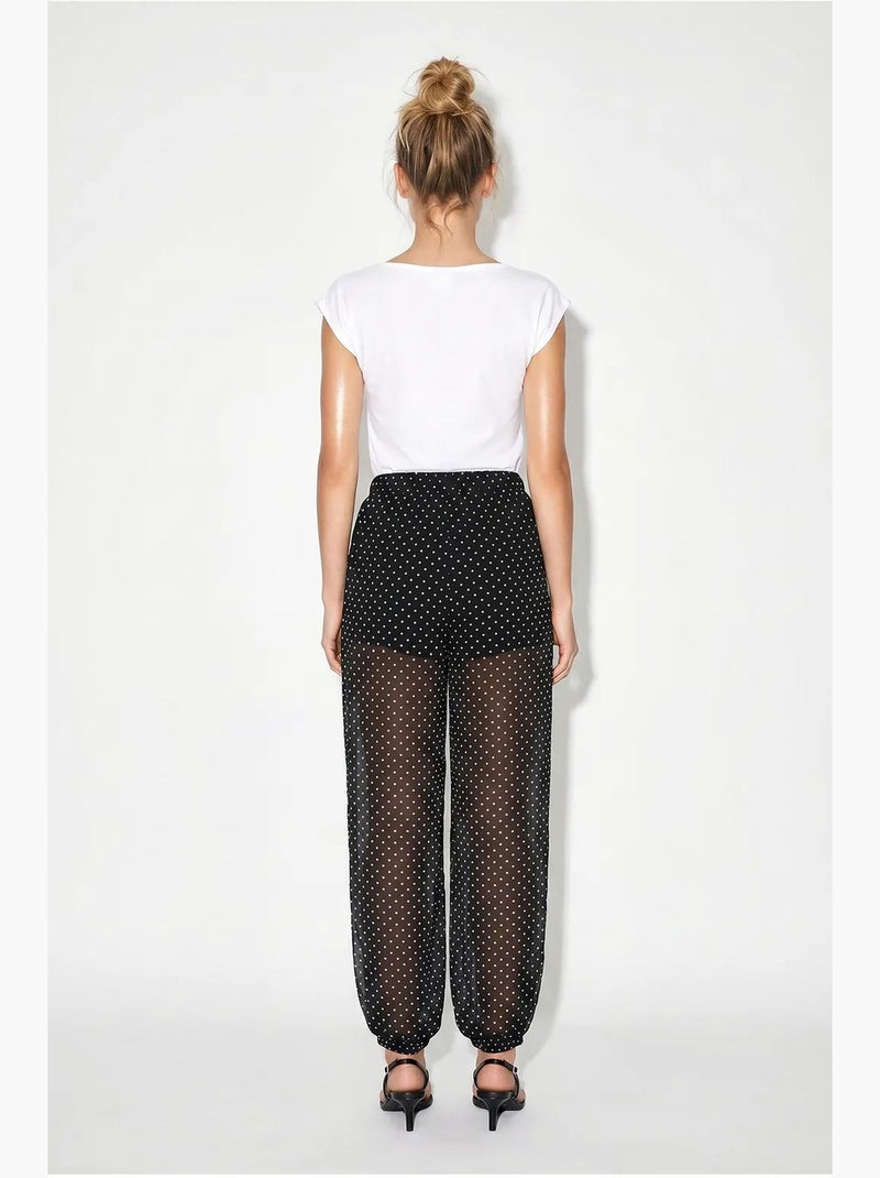 Pantalón jogger de gasa con lunares lucci Negro - Kiabi
