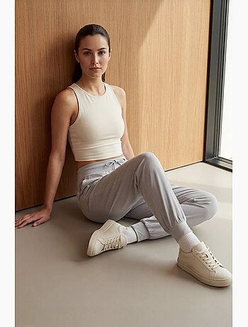Pantalón jogger de jersey fino de tiro medio con bolsillo tommy