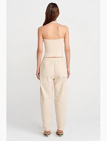 Pantalón jogger de popelina de algodón de pernera recta dilvin