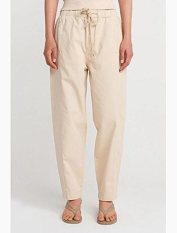 Pantalón jogger de popelina de algodón de pernera recta dilvin