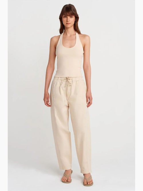 Pantalón jogger de popelina de algodón de pernera recta dilvin - Kiabi Pantalón jogger de popelina de algodón de pernera recta dilvin - Kiabi