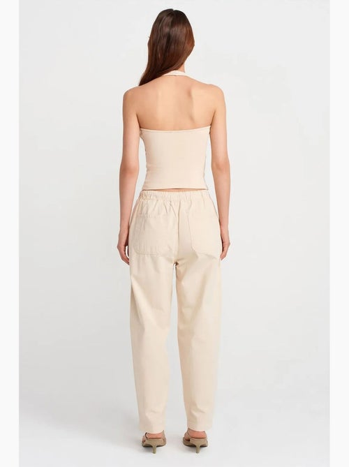 Pantalón jogger de popelina de algodón de pernera recta dilvin - Kiabi Pantalón jogger de popelina de algodón de pernera recta dilvin - Kiabi