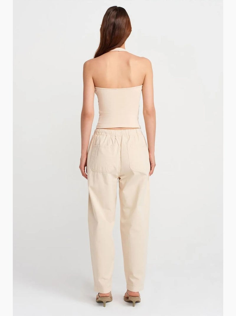 Pantalón jogger de popelina de algodón de pernera recta dilvin Beige arcilla - Kiabi