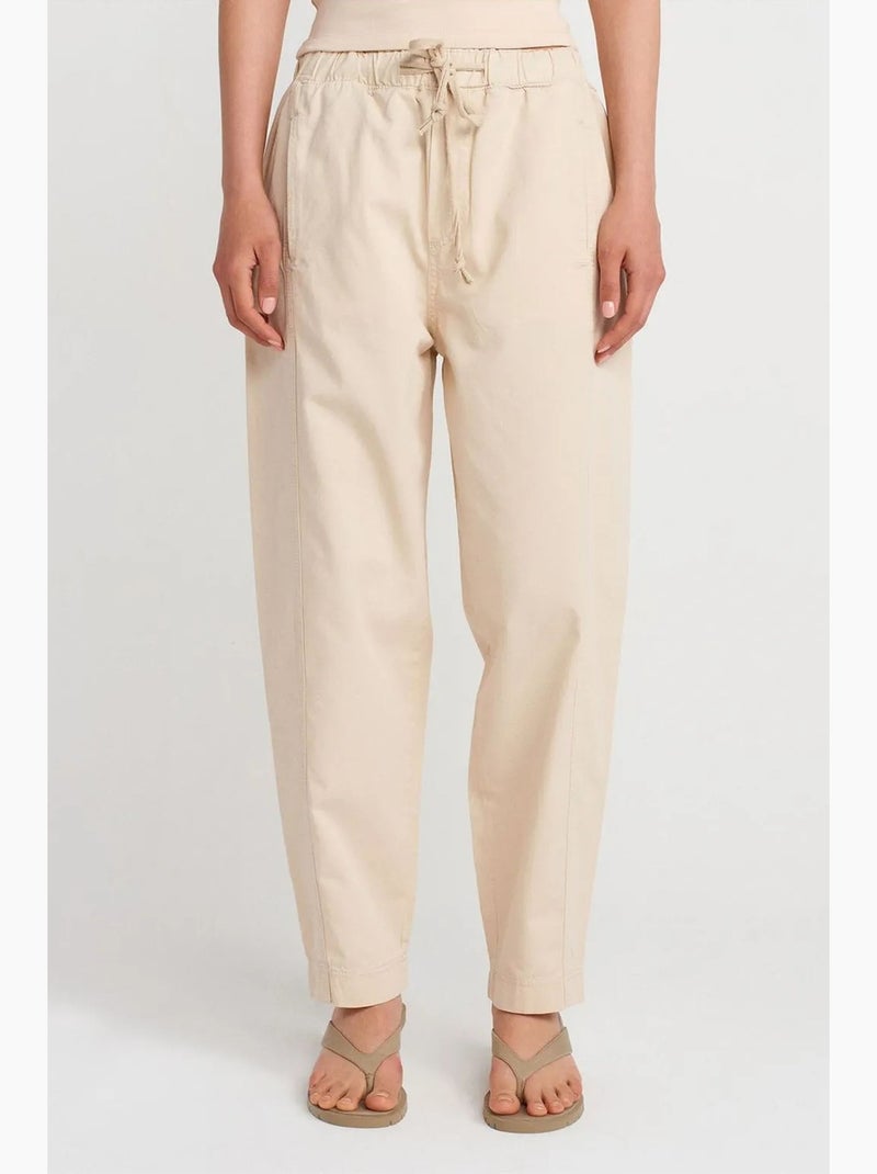Pantalón jogger de popelina de algodón de pernera recta dilvin Beige arcilla - Kiabi