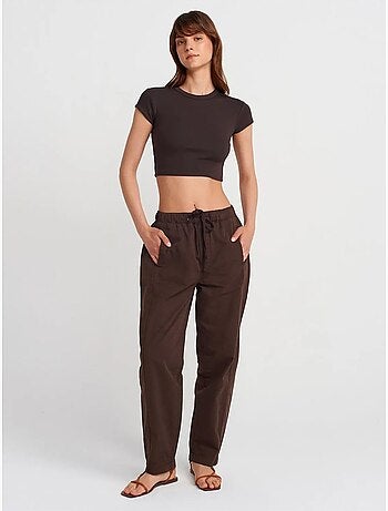 Pantalón jogger de popelina de algodón de pernera recta dilvin
