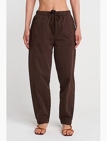 Pantalón jogger de popelina de algodón de pernera recta dilvin