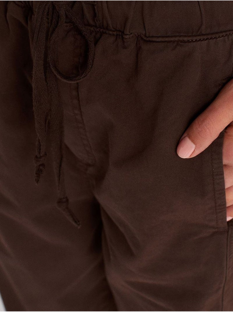 Pantalón jogger de popelina de algodón de pernera recta dilvin Marrón chocolate - Kiabi