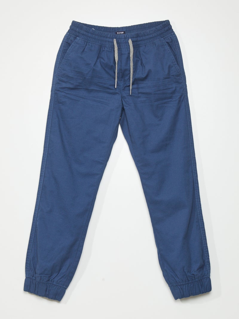 Pantalón jogger de sarga azul oscuro - Kiabi
