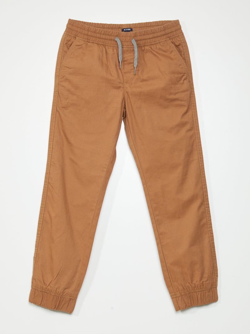 Pantalón jogger de sarga BEIGE - Kiabi