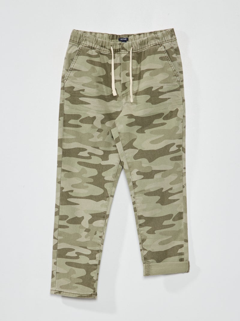 Pantalón jogger de sarga caqui camuflaje - Kiabi