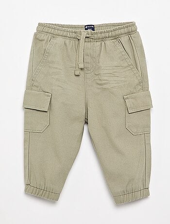 Pantalón jogger de sarga con bolsillos con solapa