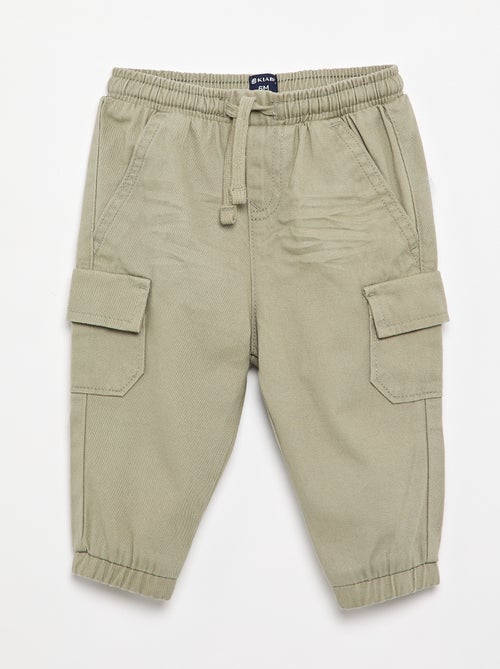 Pantalón jogger de sarga con bolsillos con solapa - Kiabi