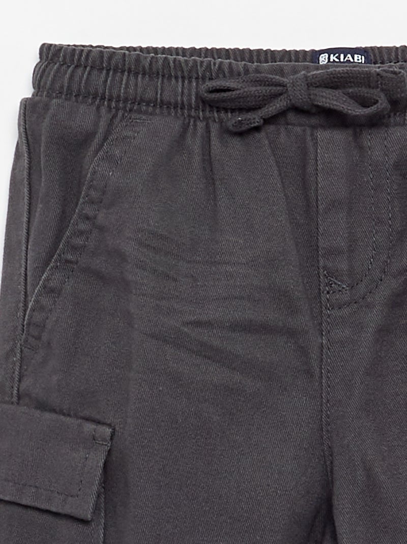 Pantalón jogger de sarga con bolsillos con solapa Negro - Kiabi