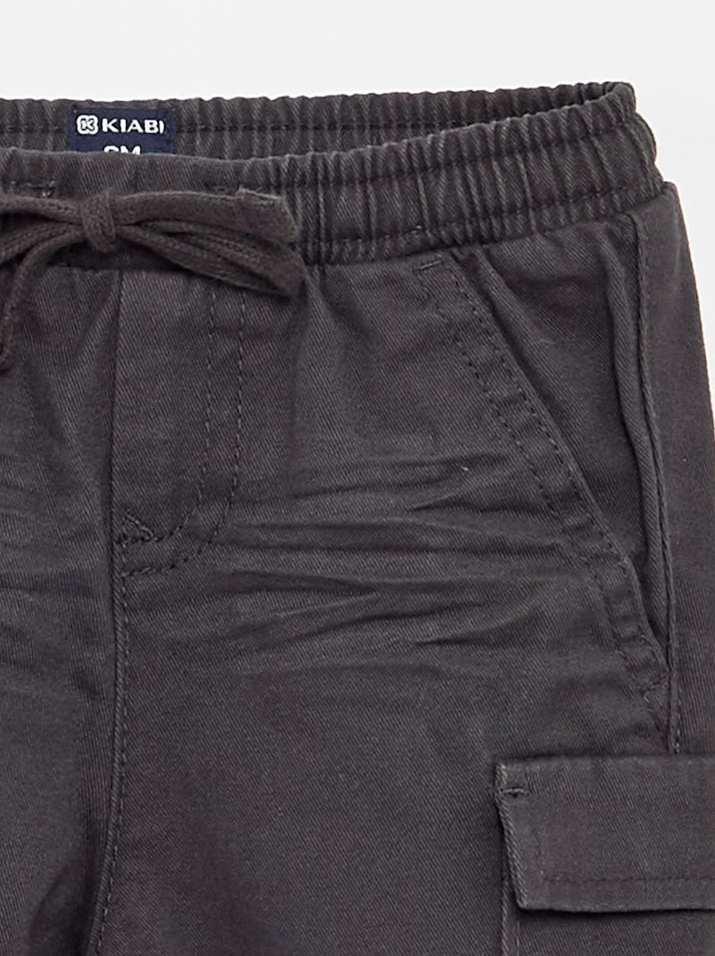 Pantalón jogger de sarga con bolsillos con solapa Negro - Kiabi