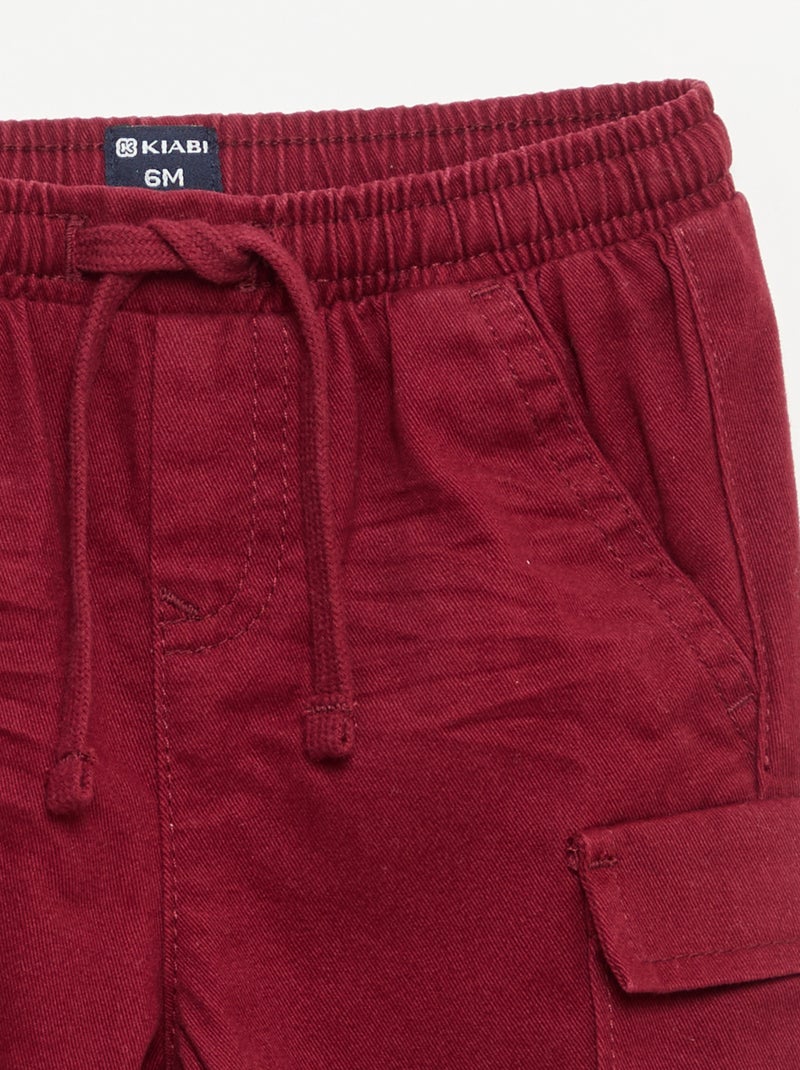 Pantalón jogger de sarga con bolsillos con solapa Rojo - Kiabi