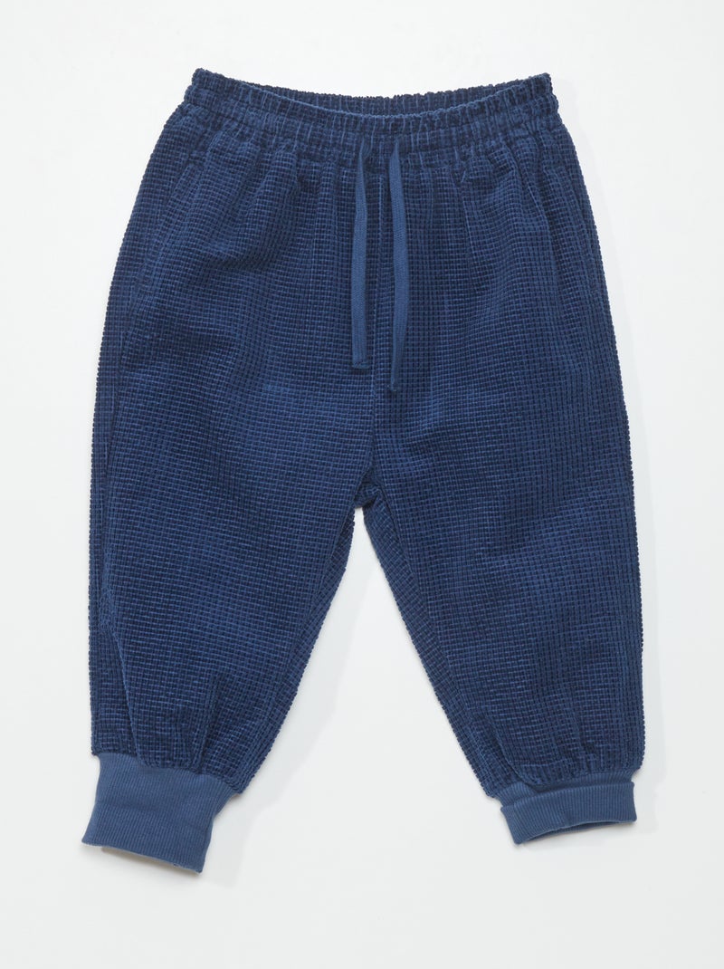 Pantalón jogger de terciopelo - Siempre más cómodo azul oscuro - Kiabi