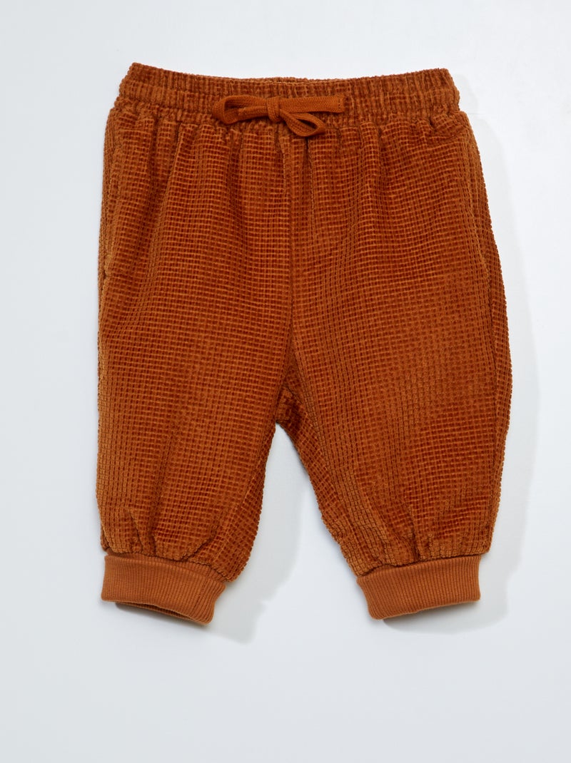Pantalón jogger de terciopelo - Siempre más cómodo MARRON - Kiabi