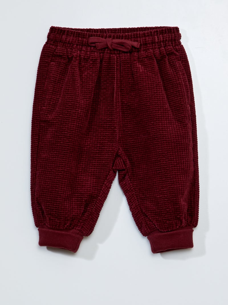Pantalón jogger de terciopelo - Siempre más cómodo ROJO - Kiabi