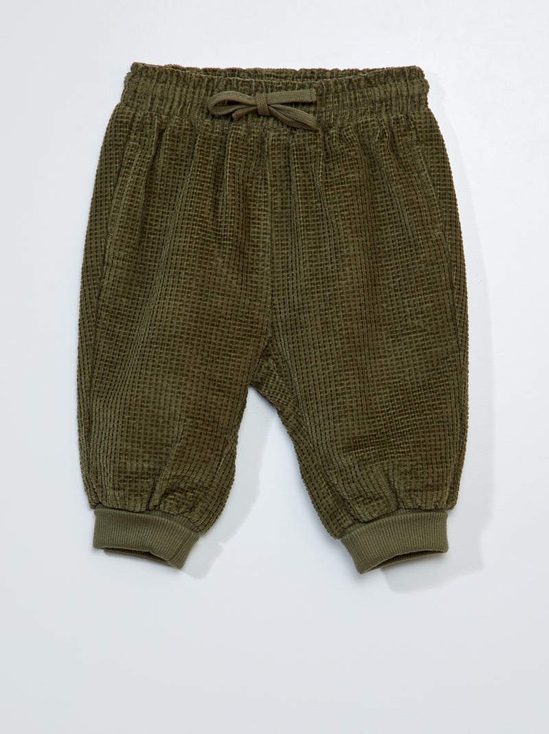 Pantalón jogger de terciopelo - Siempre más cómodo VERDE - Kiabi