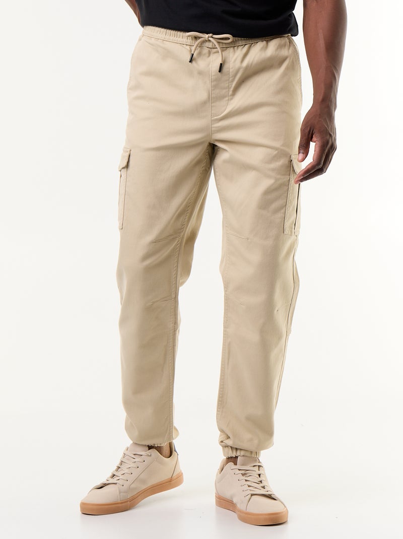 Pantalón jogger multibolsillos Beige - Kiabi