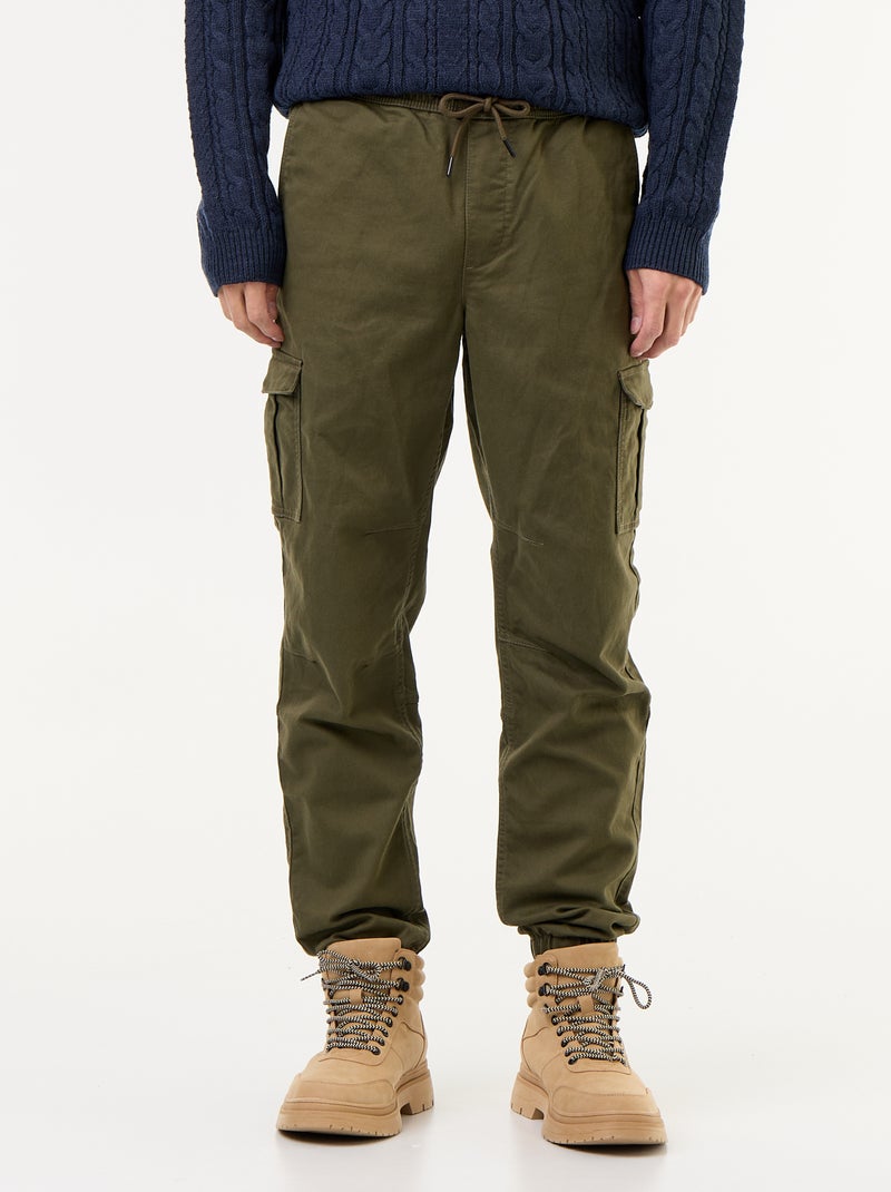 Pantalón jogger multibolsillos Kaki - Kiabi