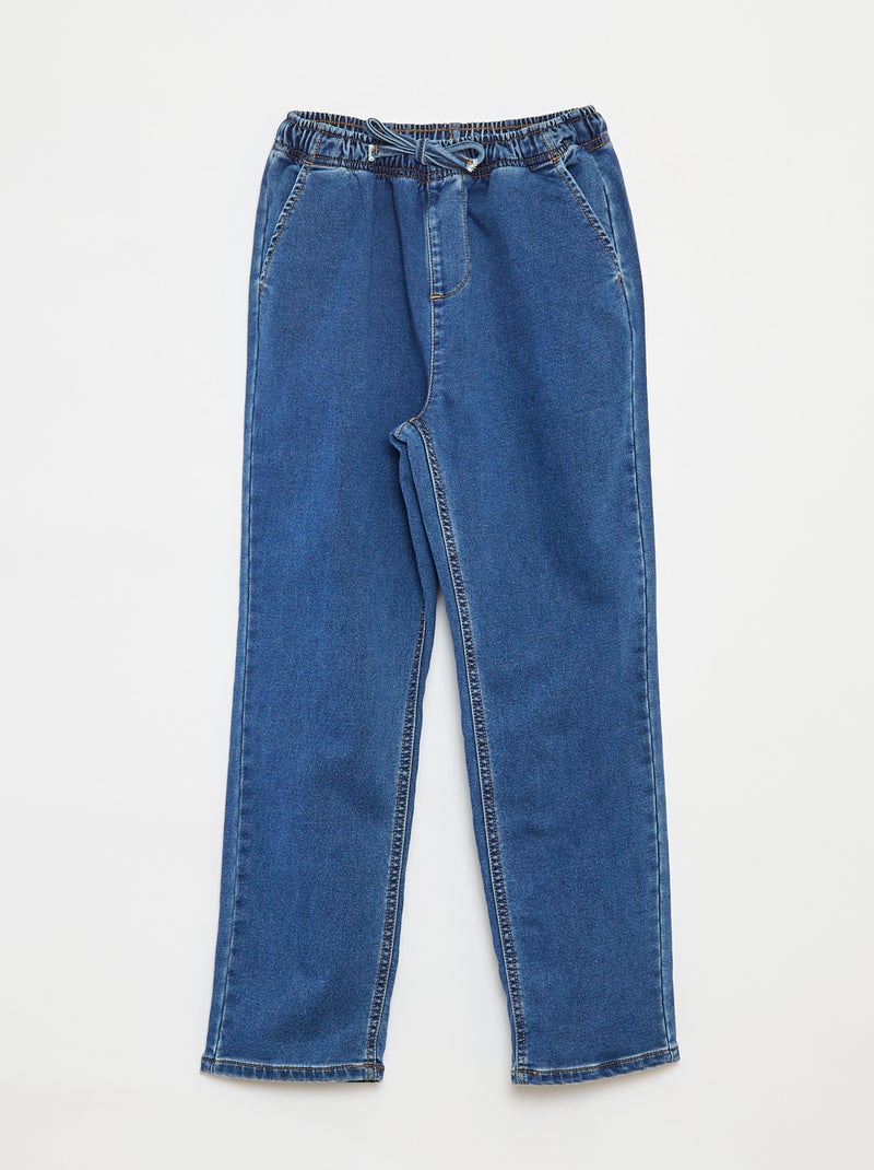 Pantalón jogger vaquero con cintura elástica Azul - Kiabi