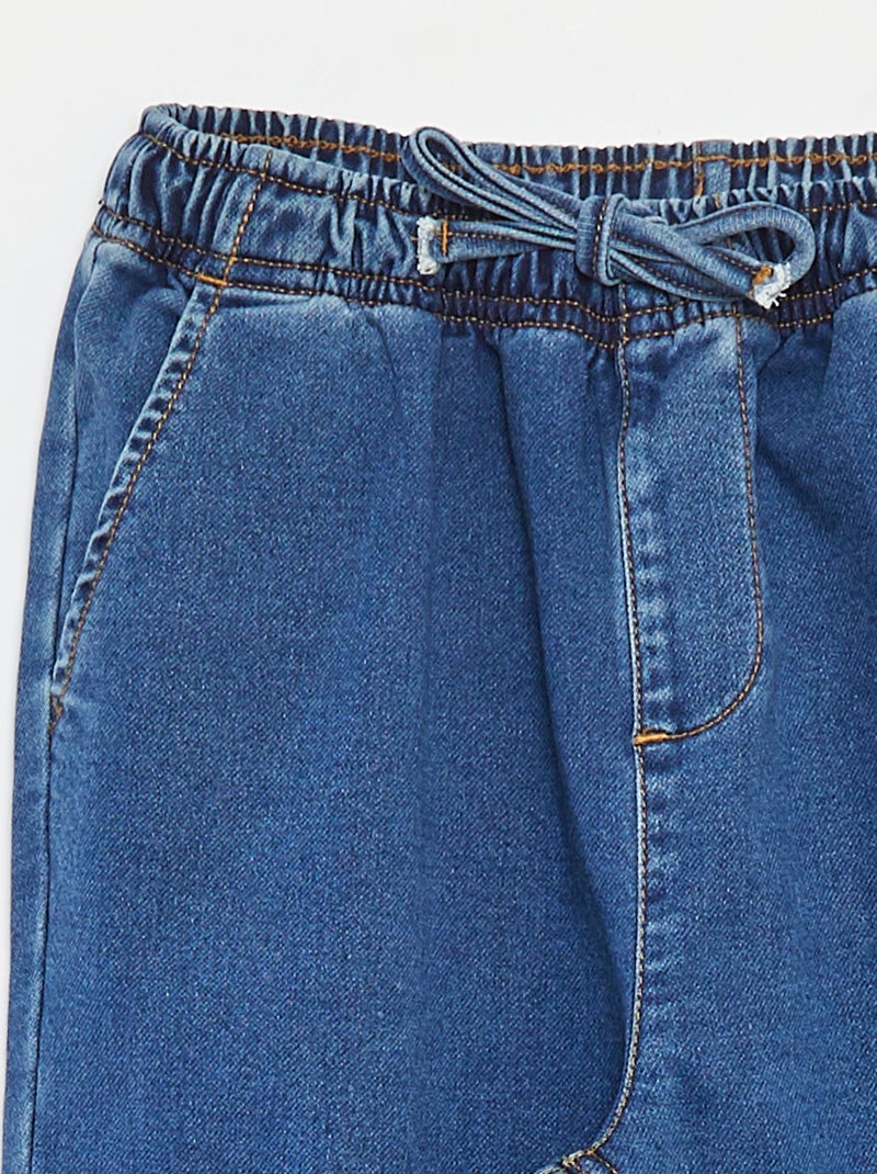 Pantalón jogger vaquero con cintura elástica Azul - Kiabi