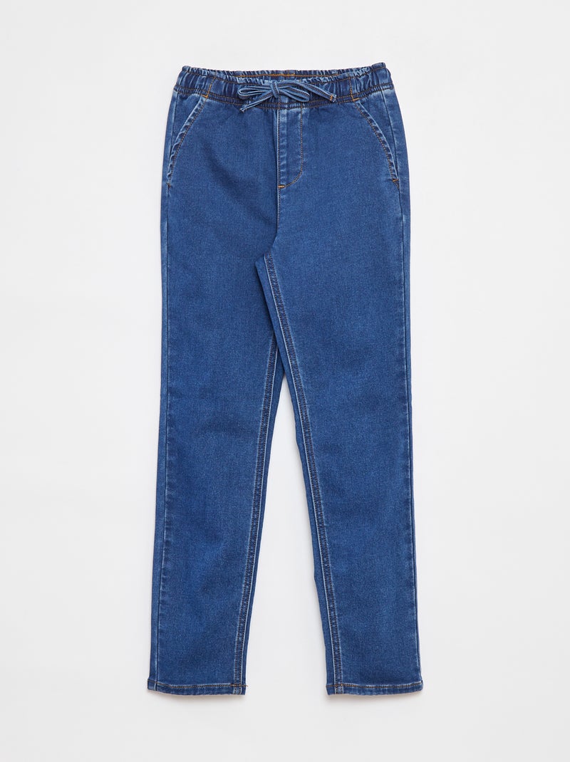 Pantalón jogger vaquero con cintura elástica Azul - Kiabi