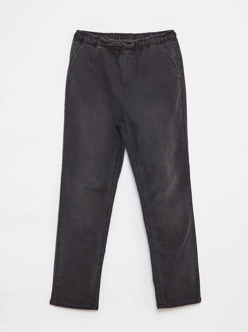 Pantalón jogger vaquero con cintura elástica Gris - Kiabi