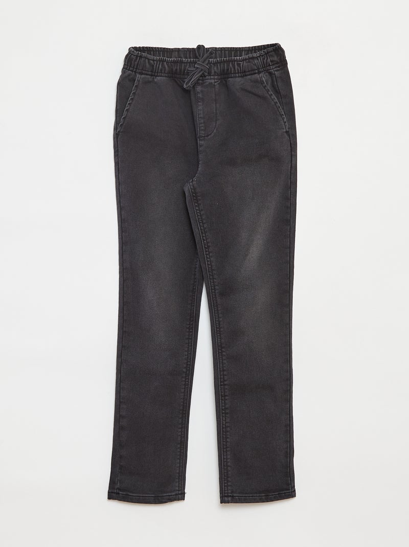 Pantalón jogger vaquero con cintura elástica Gris - Kiabi