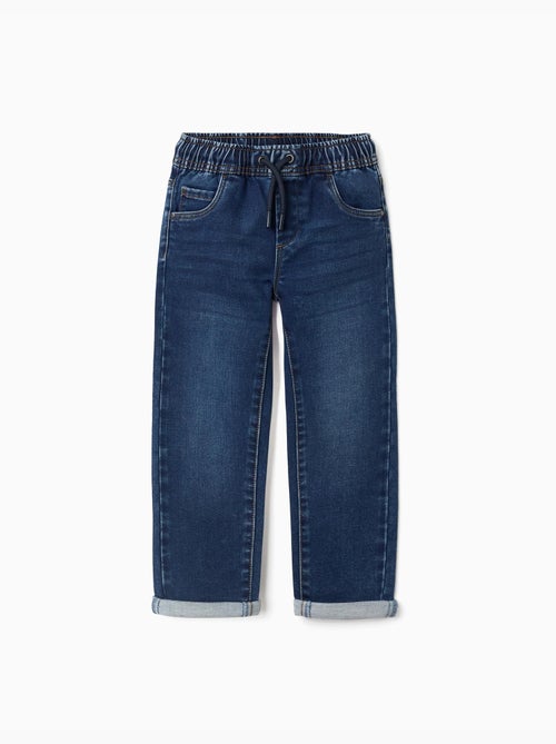 Pantalón jogger vaquero con cordón y 5 bolsillos - Kiabi