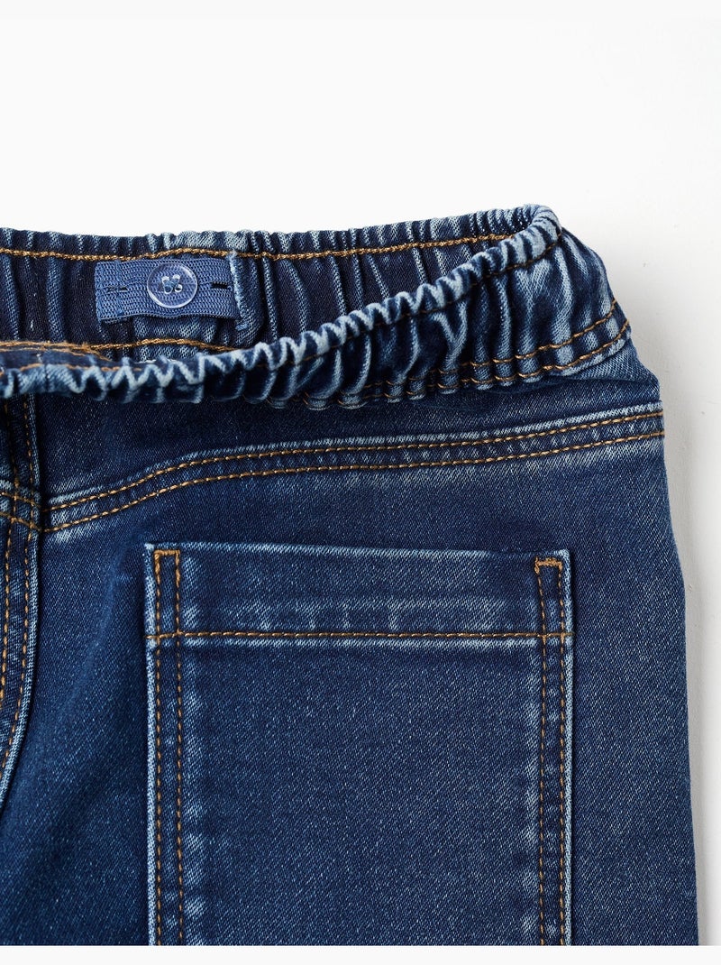 Pantalón jogger vaquero con cordón y 5 bolsillos Azul oscuro - Kiabi