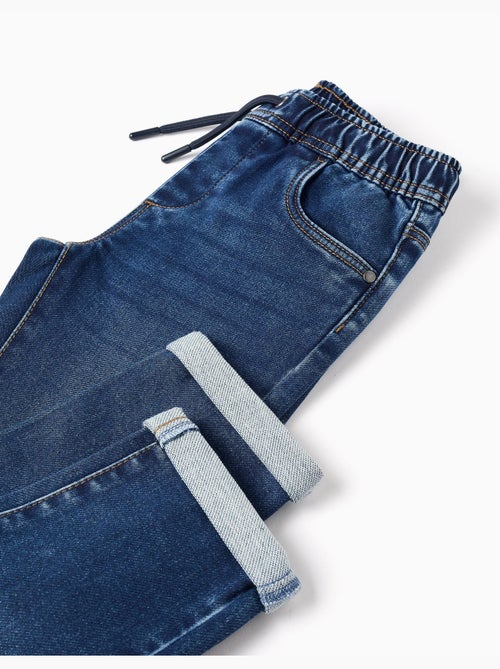 Pantalón jogger vaquero con cordón y 5 bolsillos - Kiabi