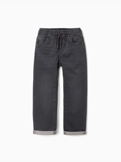 Pantalón jogger vaquero con cordón y 5 bolsillos - Kiabi