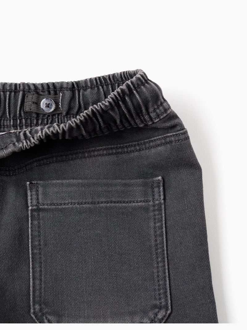 Pantalón jogger vaquero con cordón y 5 bolsillos Gris oscuro - Kiabi