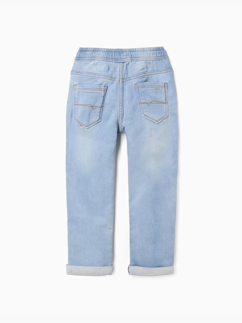 Pantalón jogger vaquero slim fit con cordón Azul claro - Kiabi