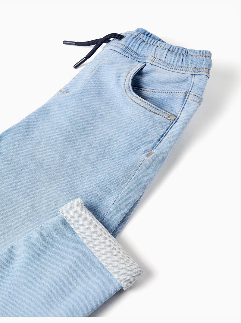 Pantalón jogger vaquero slim fit con cordón Azul claro - Kiabi