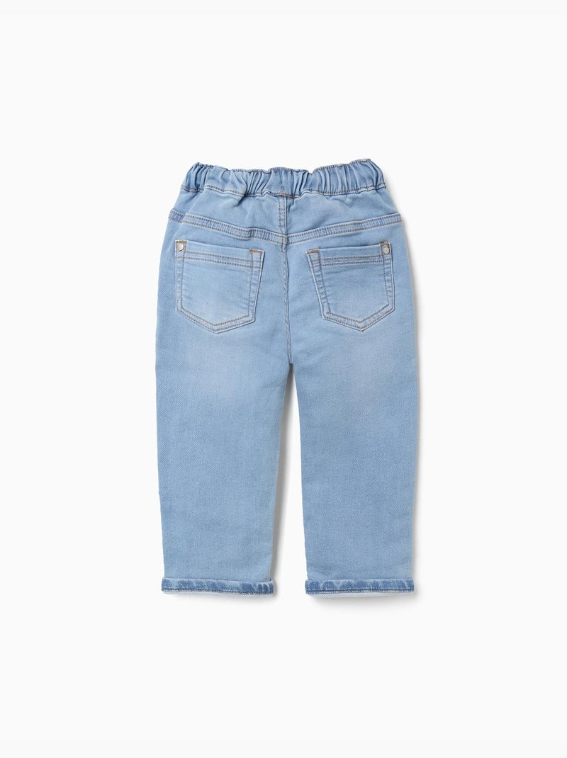 Pantalón jogger vaquero slim fit con cordón Azul claro - Kiabi
