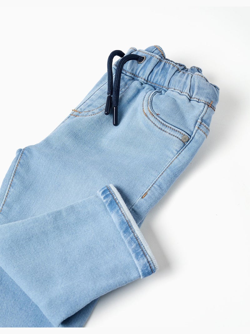 Pantalón jogger vaquero slim fit con cordón Azul claro - Kiabi