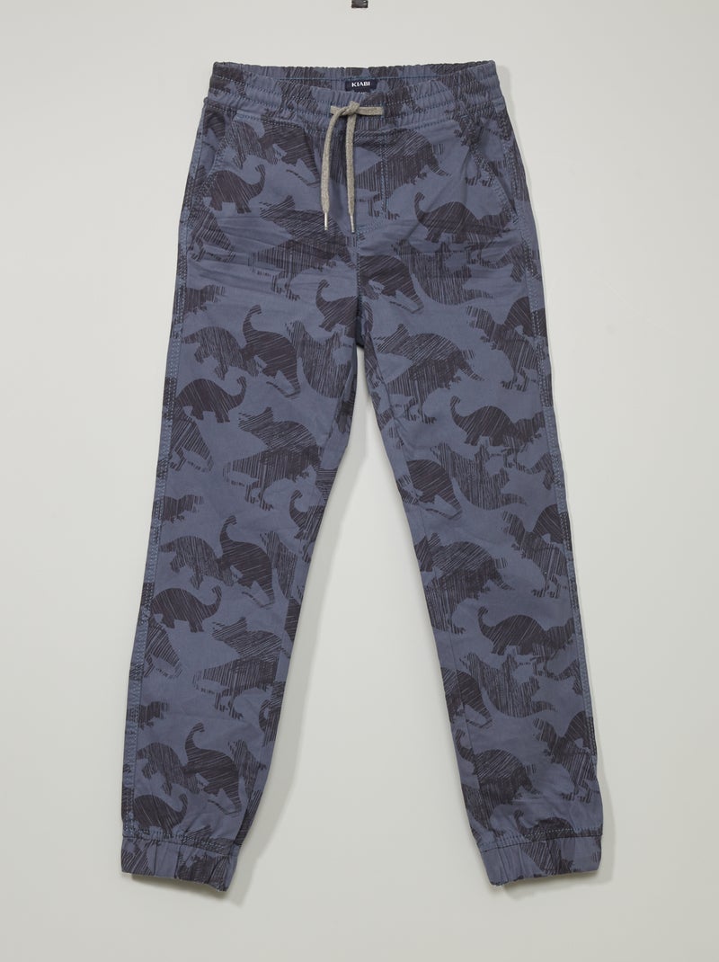 Pantalón jogpant de sarga  - Corte más ajustado AZUL - Kiabi