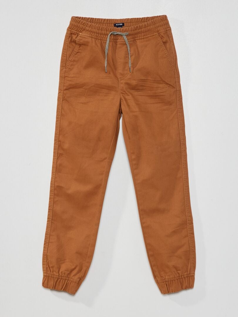 Pantalón jogpant de sarga  - Corte más ajustado BEIGE - Kiabi