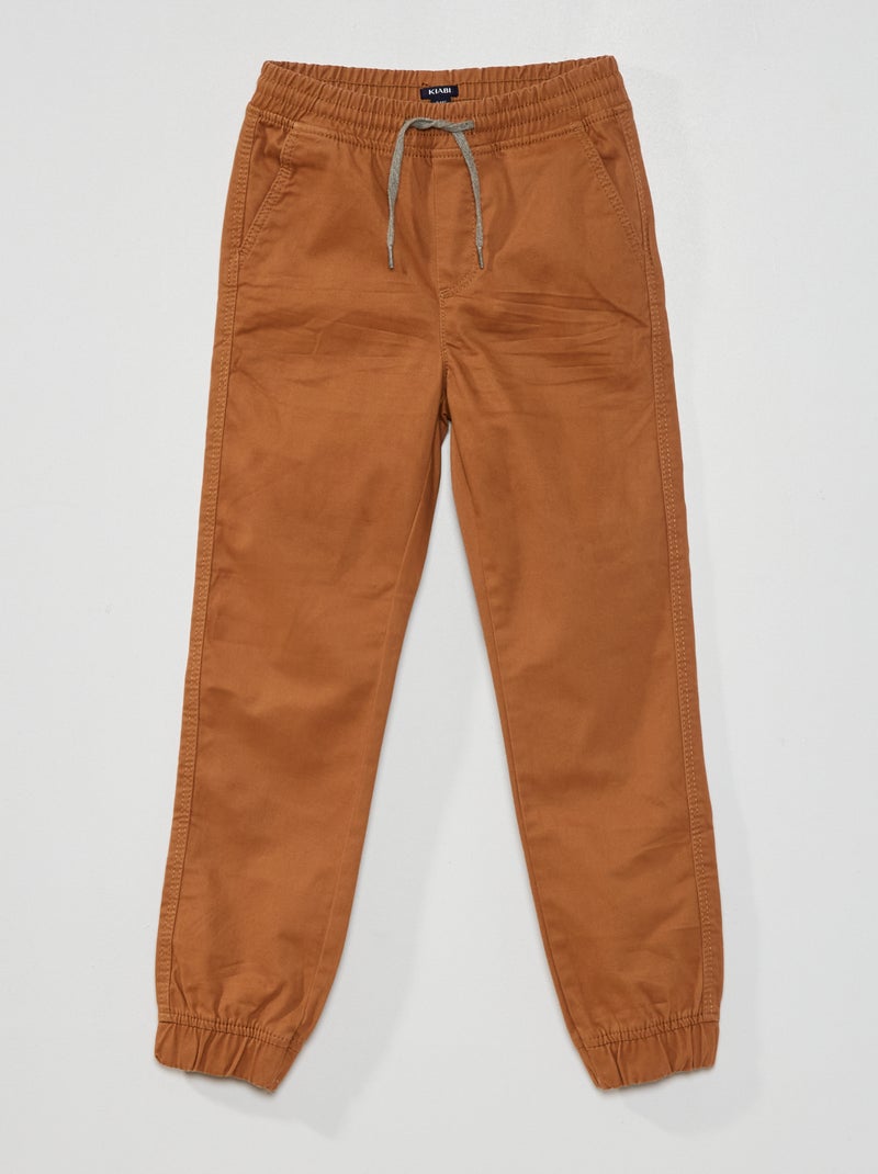 Pantalón jogpant de sarga  - Corte más ajustado BEIGE - Kiabi