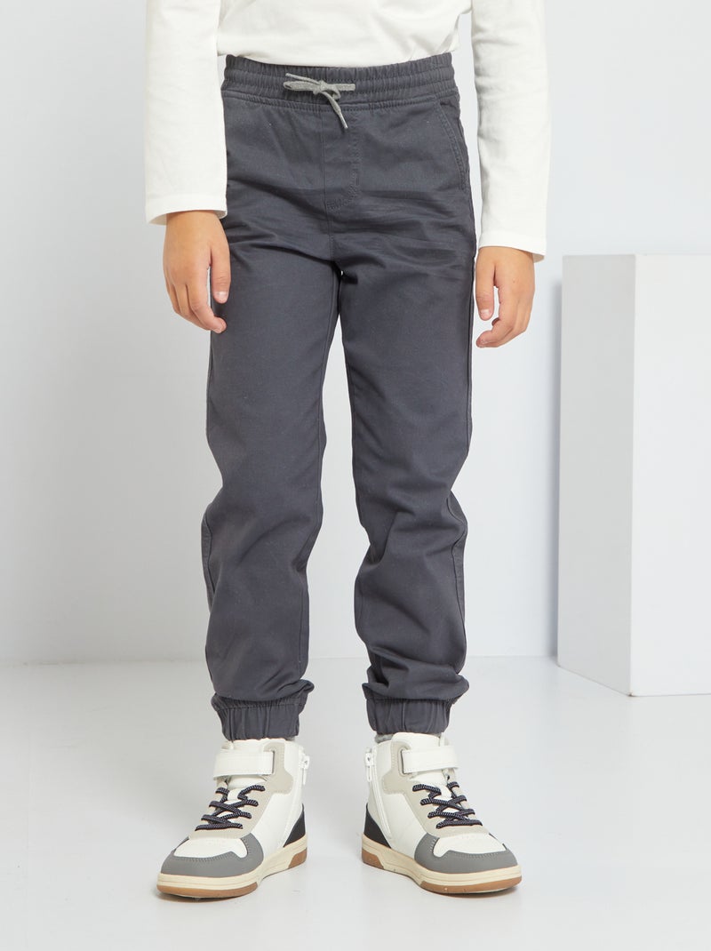 Pantalón jogpant de sarga  - Corte más ajustado gris oscuro - Kiabi