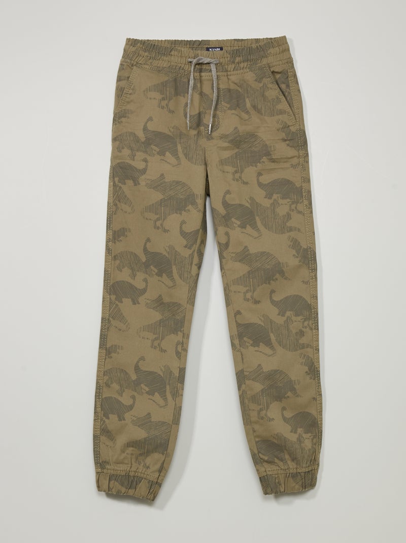 Pantalón jogpant de sarga  - Corte más ajustado KAKI - Kiabi
