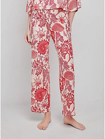 Pantalón largo ajustable con estampado de corales