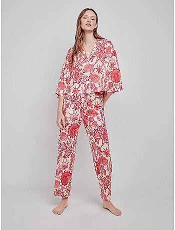 Pantalón largo ajustable con estampado de corales