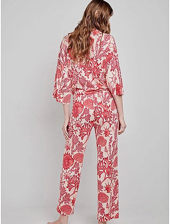 Pantalón largo ajustable con estampado de corales